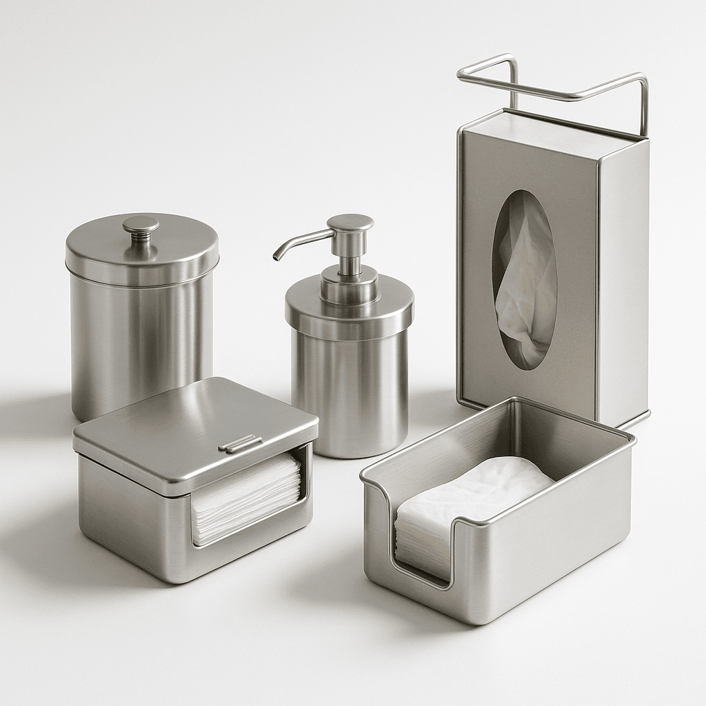 20250924 1416 stainless steel dispensers simple compose 01k5xpxv51fxbsg8hgctkfzjnk